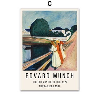 Edvard Munch Abstract Posters Lovers In Waves Girls On The Bridge Wall Art Canvas Oil Painting Prints Pictures Living Room Decor #5