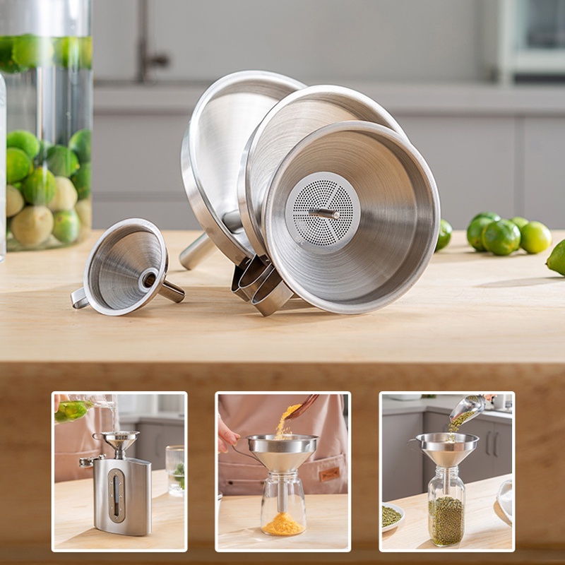 Stainless Steel Funnel With Detachable Filter Cooking Oil Transmit