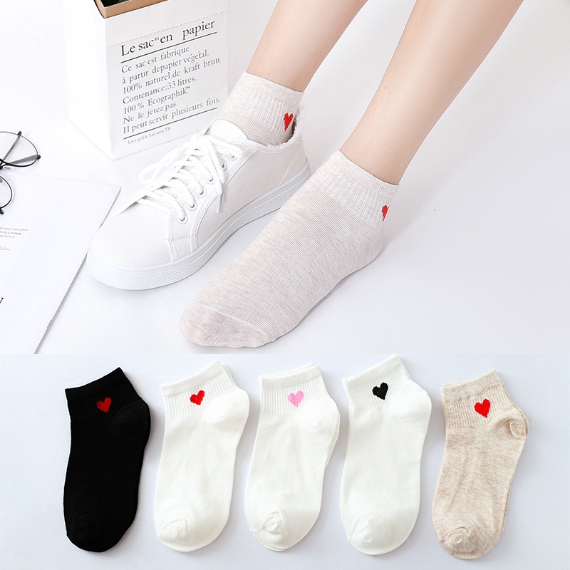 Women Cute Ankle High Soft Casual Breathable Sock Lady Lovely Heart Casual Socks
