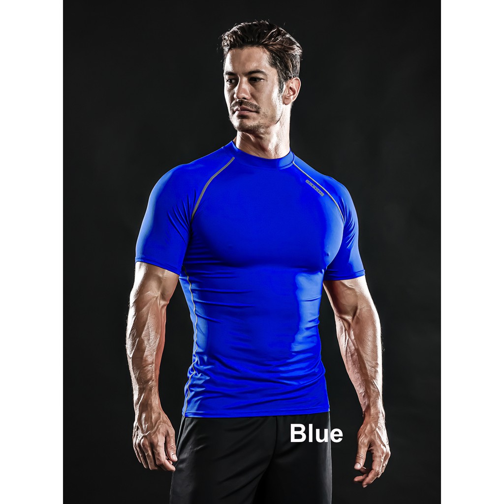 DRSKIN Men's Compression Cool Dry Sports Short Sleeve Shirt Baselayer T-Shirt Athletic Running Rashguard 