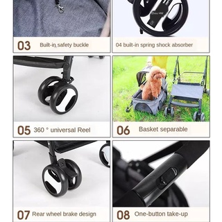 [SG SELLER] Pet Stroller Detachable Stroller Cat Dog Stroller Foldable Lightweight Stroller Pets Travel Carrier Pet Pram #7
