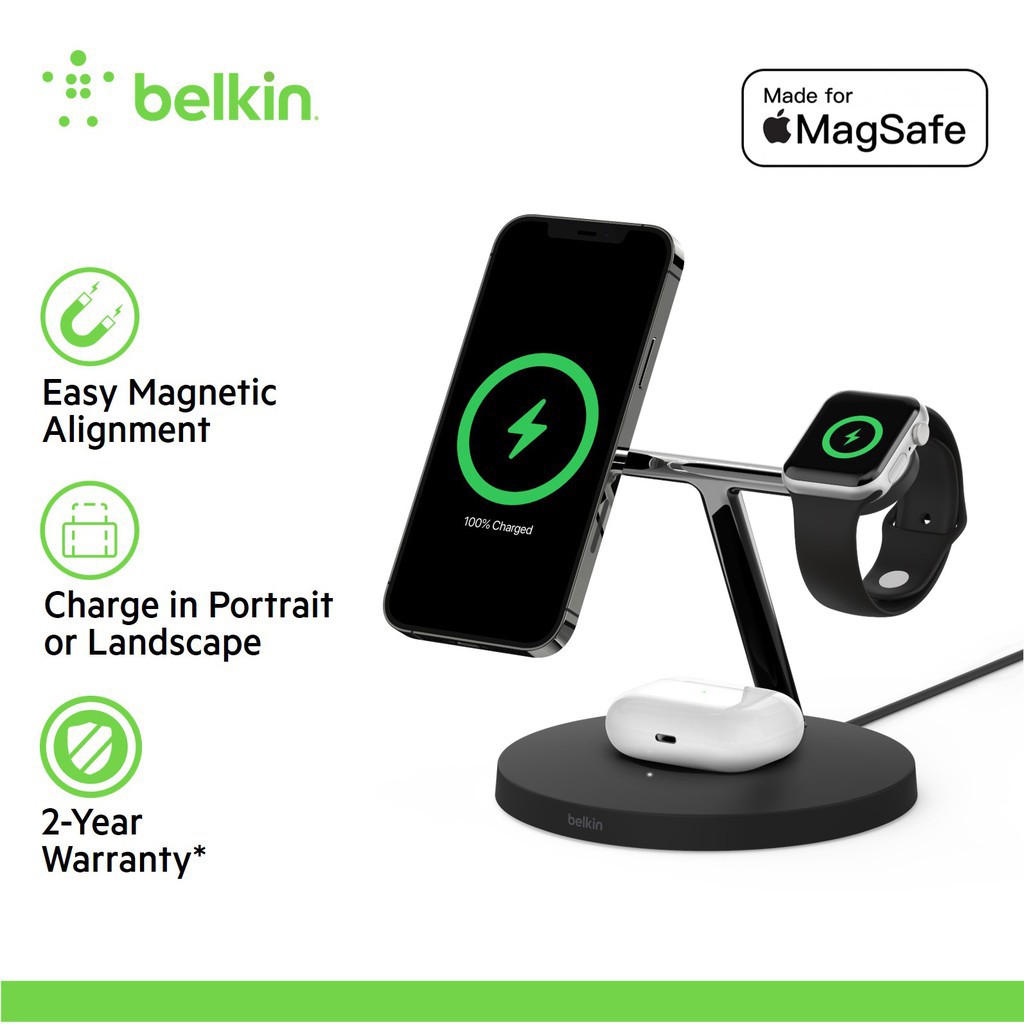 Belkin Boost Charge Pro 3 in 1 Wireless Charger Stand MagSafe BOOST↑