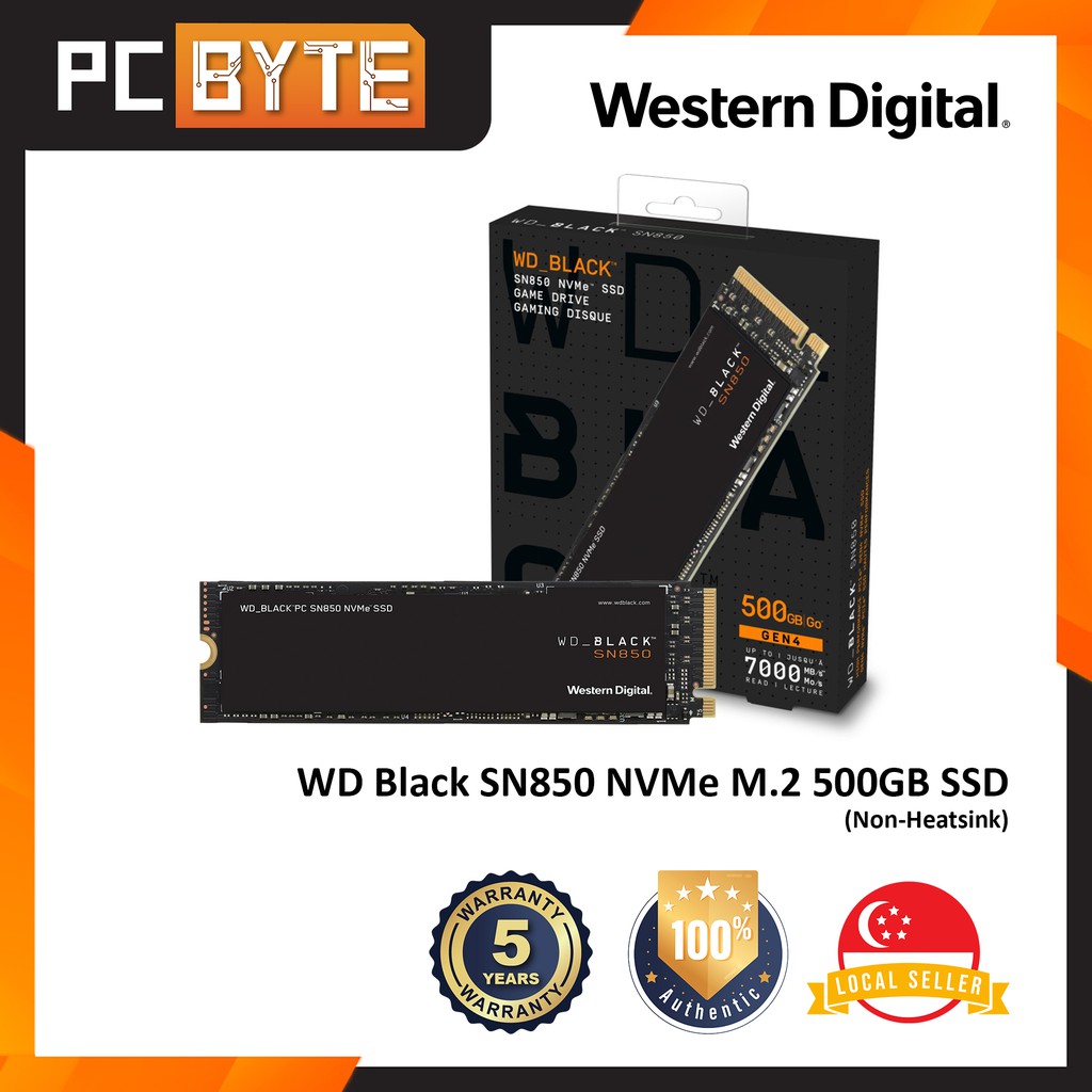 Wd Black Sn850 Nvme M 2 500gb Ssd Pcie Gen 4 0 X4 Up To R 7 000mb S Up To W 4 100 Mb S Non Heatsink Model Shopee Singapore