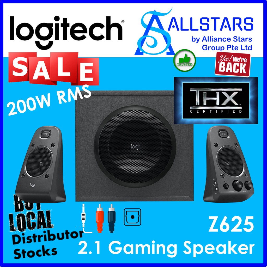 logitech z625 speaker system with subwoofer and optical input