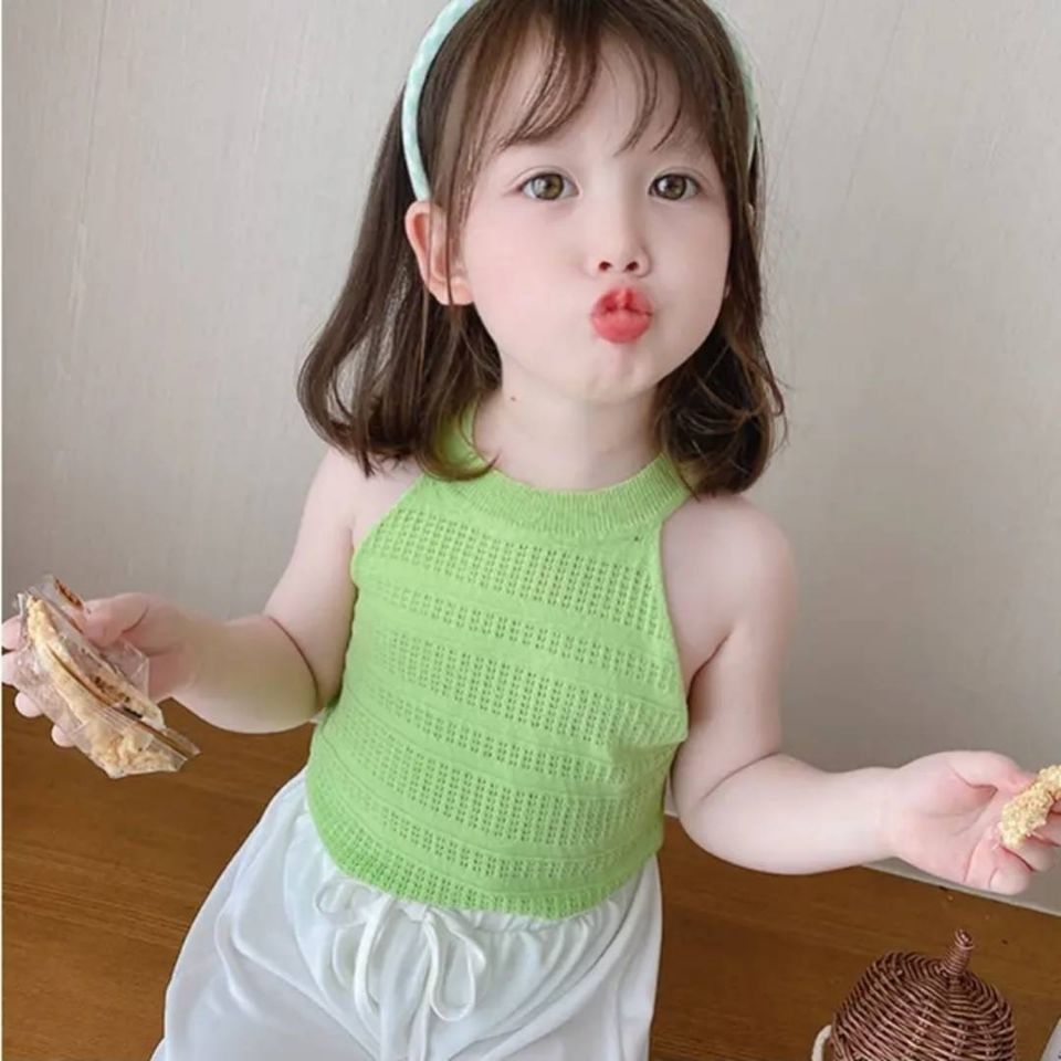 girls beauty back camisole 2021 children s clothing ice silk 0-12 years ...
