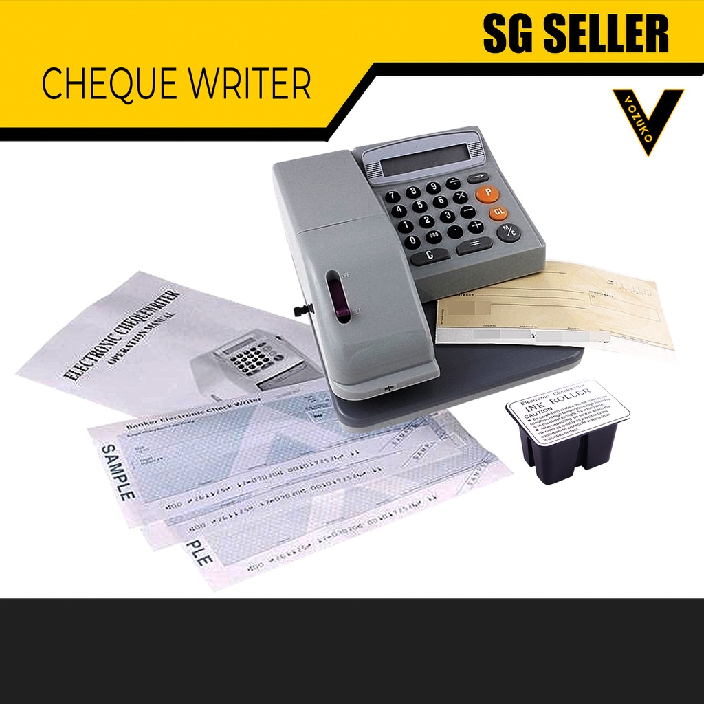 [SG SELLER] CHEQUE WRITER WITH LCD SCREEN, 14 CURRENCY CODES, EDITABLE