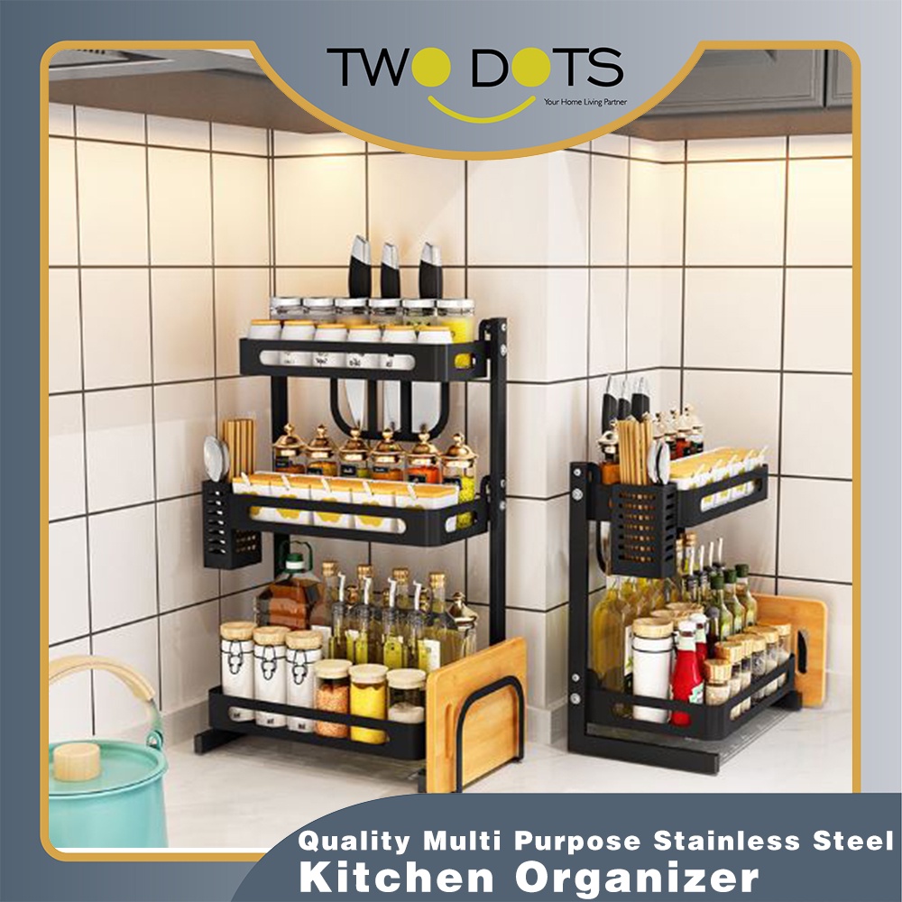 TwoDots Kitchen Spice Rack Stainless Steel Seasoning Storage Rak ...