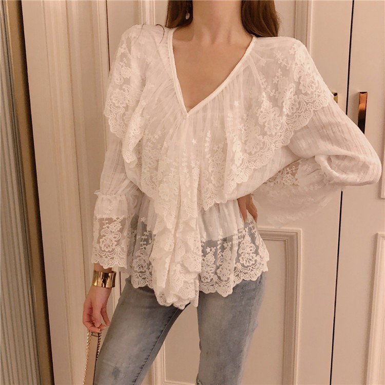 white lace ruffle top