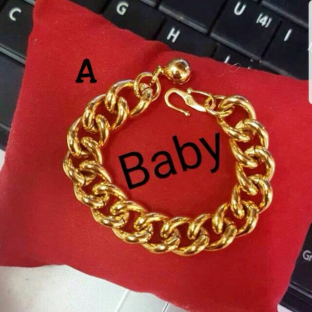 Cop 916 Ori Je De 18kgp Baby Kids Gold Padak Korean Bracelet Gold Plated Hand Chain Hand Chain Shopee Singapore