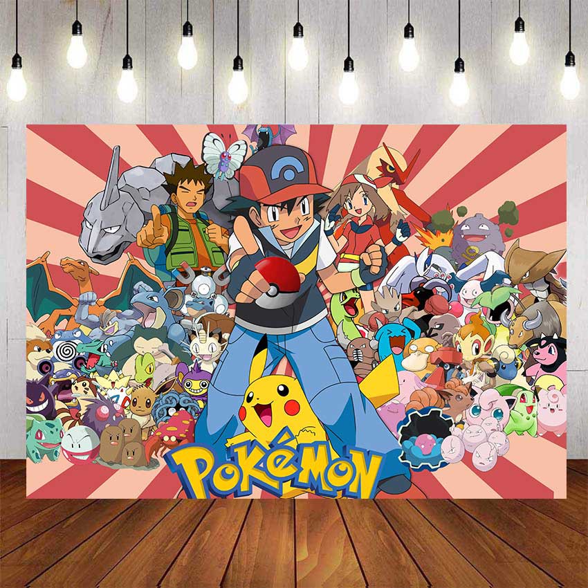 Pokemon Backdrop For Photography Baby Shower Kids Pikachu Background ...