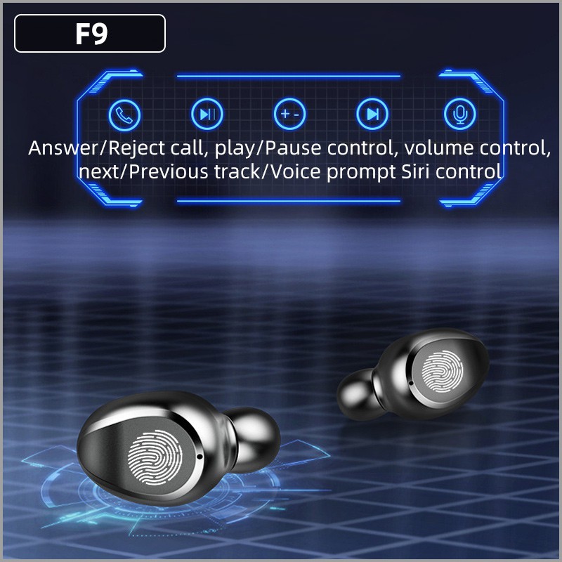 f9 wireless earbuds volume control
