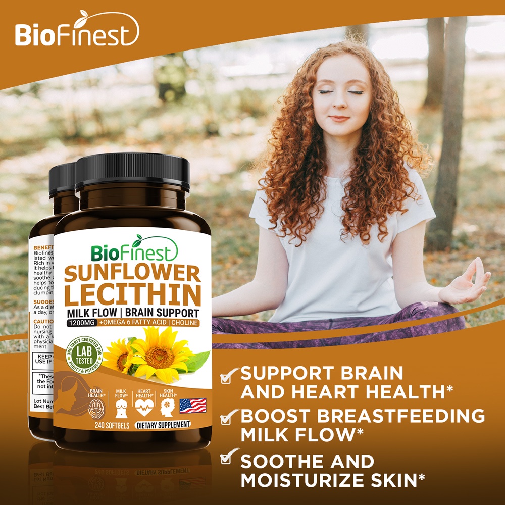 Biofinest Sunflower Lecithin 1200mg Omega 6 Breastfeeding Lactation