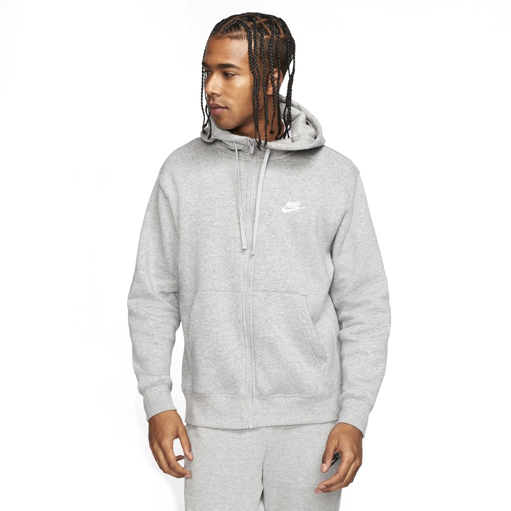 nike pullover hoodie with embroidered logo in grey