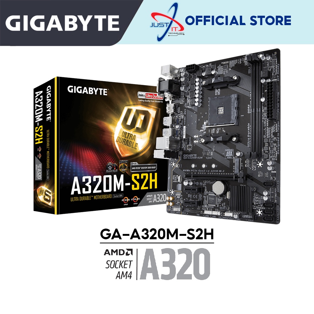 Gigabyte A320M S2H AM4 Motherboard Combo Deal AMD Ryzen 3 3200G / Ryzen 5 5600G / Ryzen 5 3600 / Ryzen 5 4500