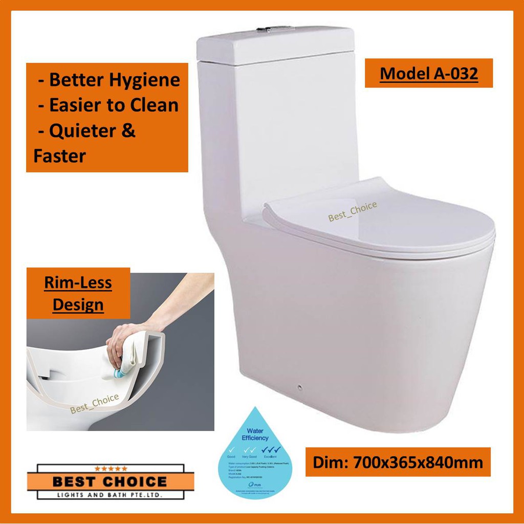 Vera A.032R Rimless Geberit Flushing Toilet Bowl WC c/w soft closing
