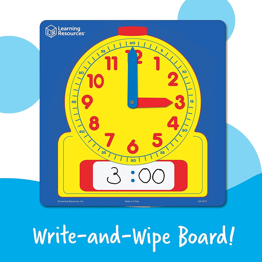 Learning Resources LER0573 Write & Wipe Demonstration Clock Maths