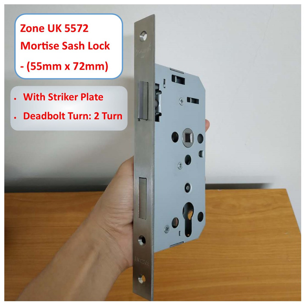 Zone Brand 5572 Mortise Sash Lock (55mm x 72mm) in Satin EN12209
