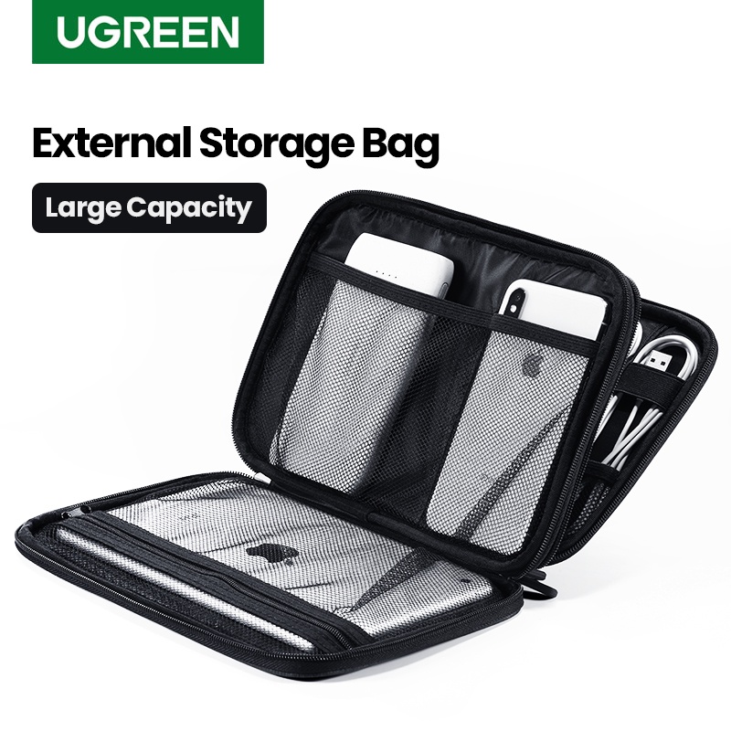 UGREEN Electronic Organizer Travel Cable Gadget Wire Accessory Storage Bag with Double Layer for