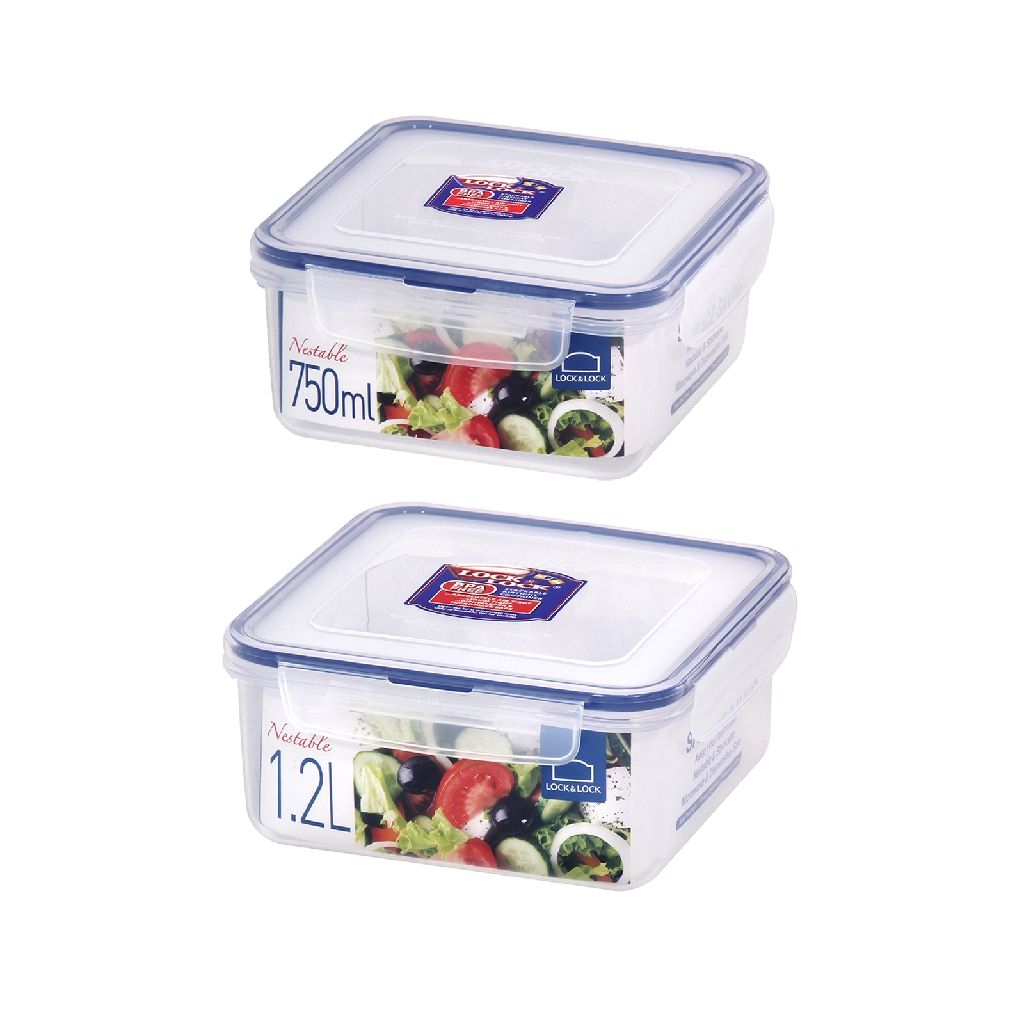 LocknLock Nestable Square Food Container 750Ml + 1.2L (HPL978+HPL979