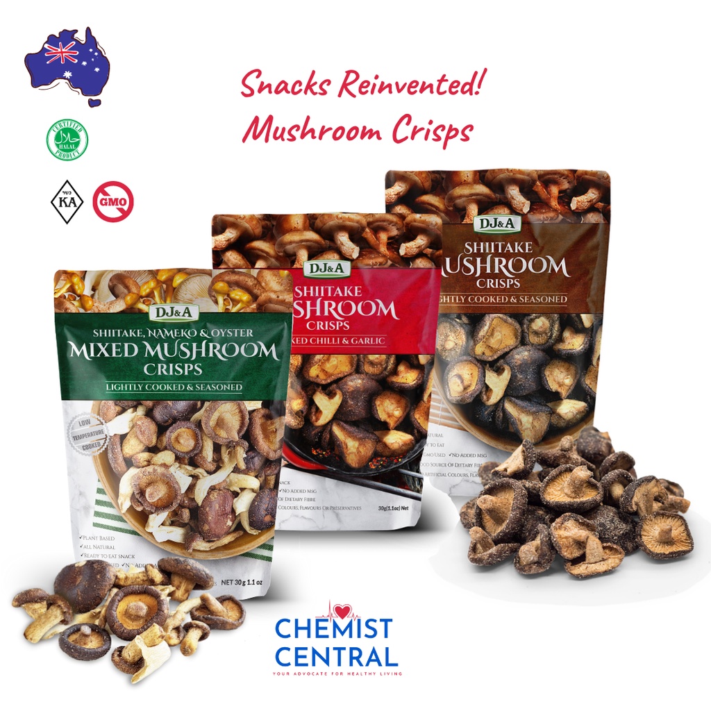 Shiitake Mushroom Crisps 30g DJ&A Australian Natural Healthy Snacks