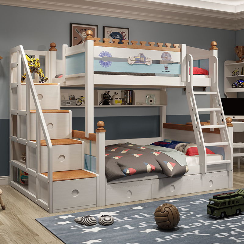 bunk bed with bookcase