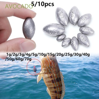 10Pcs0.5g~30g Fishing Lead Olive Shaped Sinkers Hollow Lure Lead Fishing Tackle'