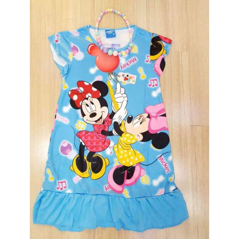 LOCALL SELLERGirls Sleeping Gown Kids Pyjamas Dress Drifit Dress ready stock PJELSA MINNIE POKEMON