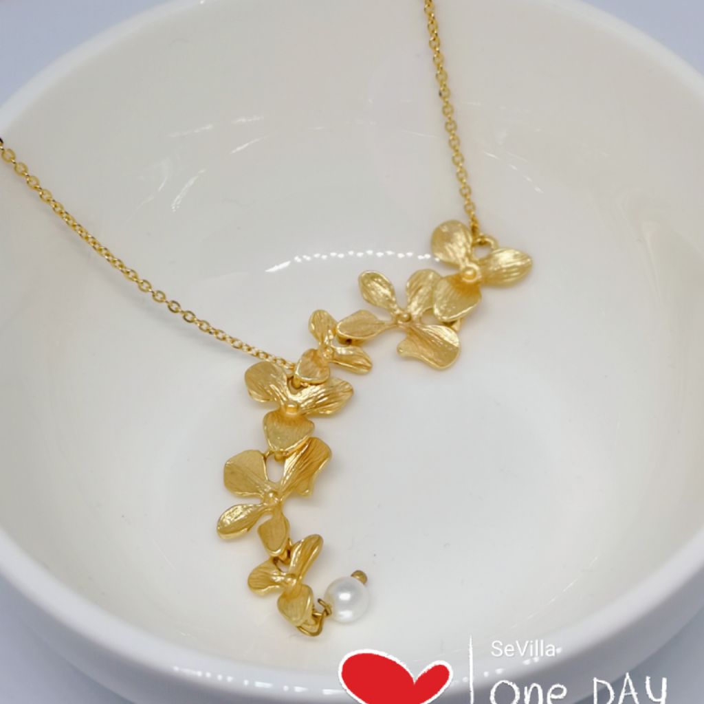 gold orchid flower pendant