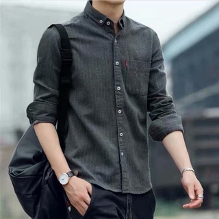 M-5XL Long Sleeve Shirt Men's Korean Retro Striped Casual Business Versatile Shirt