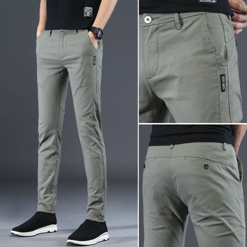 Men's Slimfit Pants Ice Silk Breathable Casual Pant Fashion Trousers ...