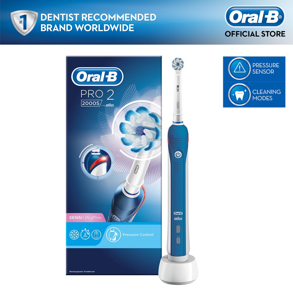 samenzwering over het algemeen Spreekwoord Oral-B Pro 2 2000 Ultra Thin Electric Toothbrush Rechargeable with Lithium  ion Battery Powered By Braun | Shopee Singapore