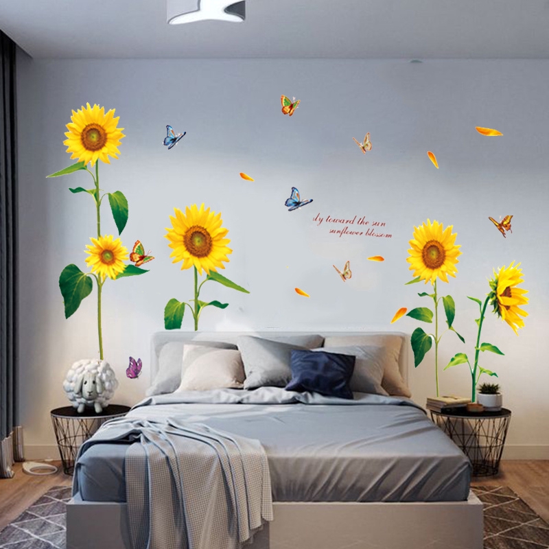 Diy Sunflower Wall Stickers Living Room Decorations Mural Arts Poster