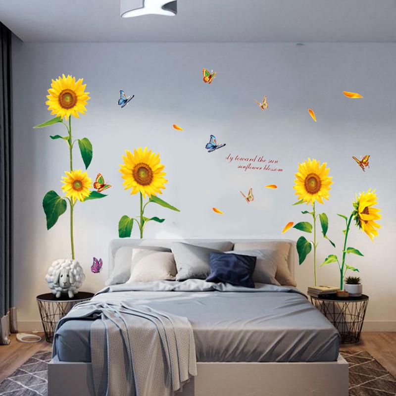 Home Decor Sunflower Wall Stickers Mural Art Wall Decal