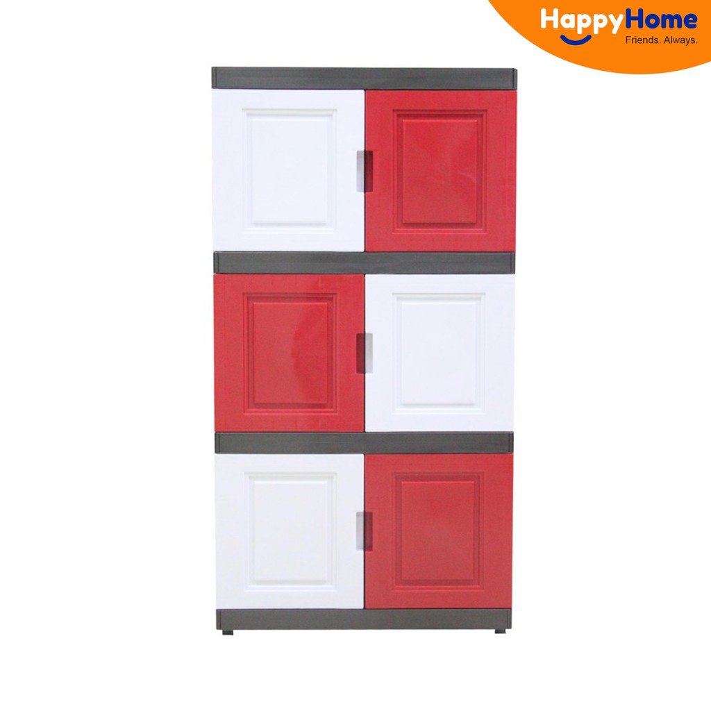 J333 J P Storage Cabinet 3 Tier Joyful Mix Red 14152 Shopee Singapore