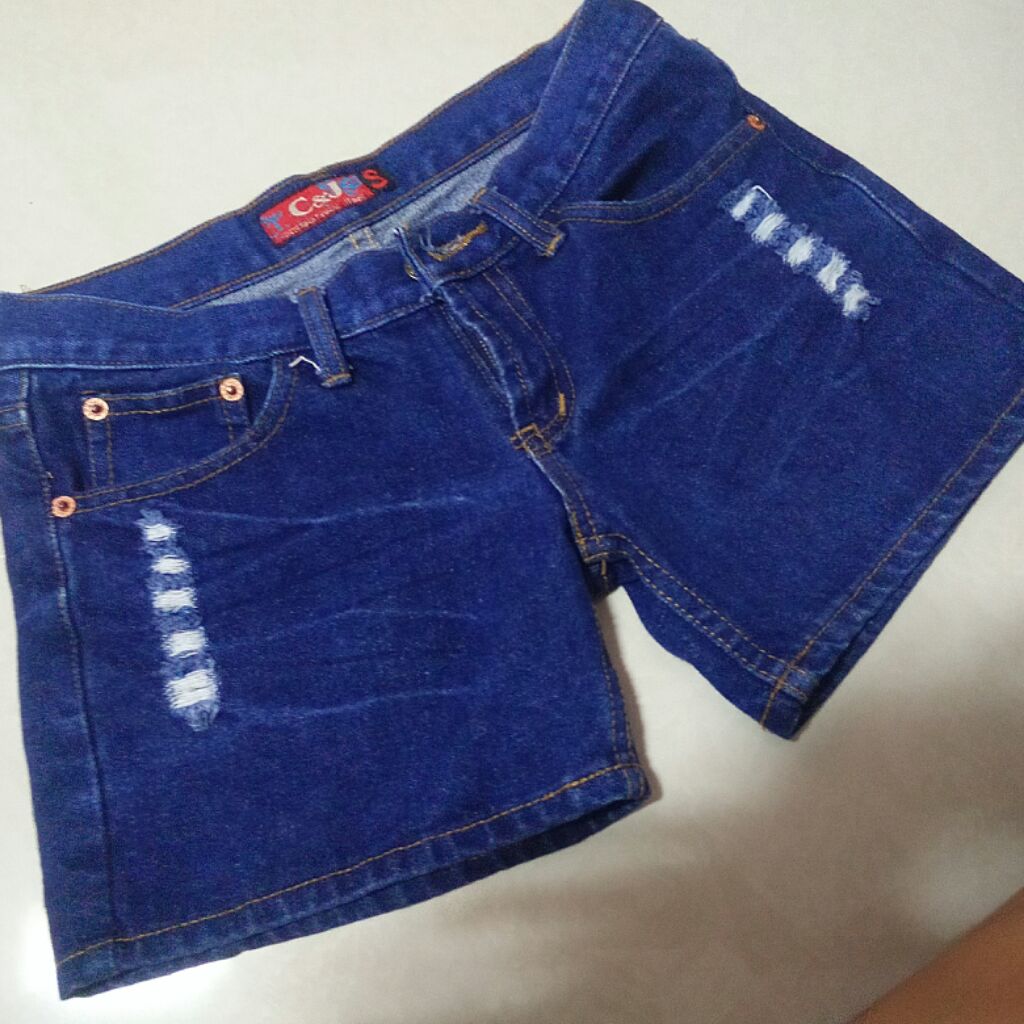 dark blue ripped shorts