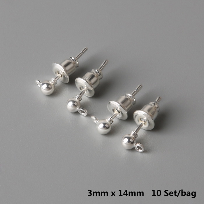 925 Sterling Silver Stick Pearl 6mm Style Drop Dangle Ball Stud Scroll Earrings