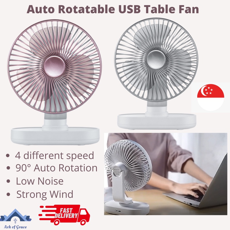 USB Table Fan Strong Wind Light Weight Rechargeable 4 Different Speeds