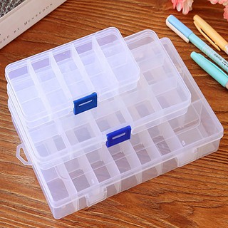 Image of 15/10/24 Slots Clear Plastic Craft Beads Jewelry Storage Box