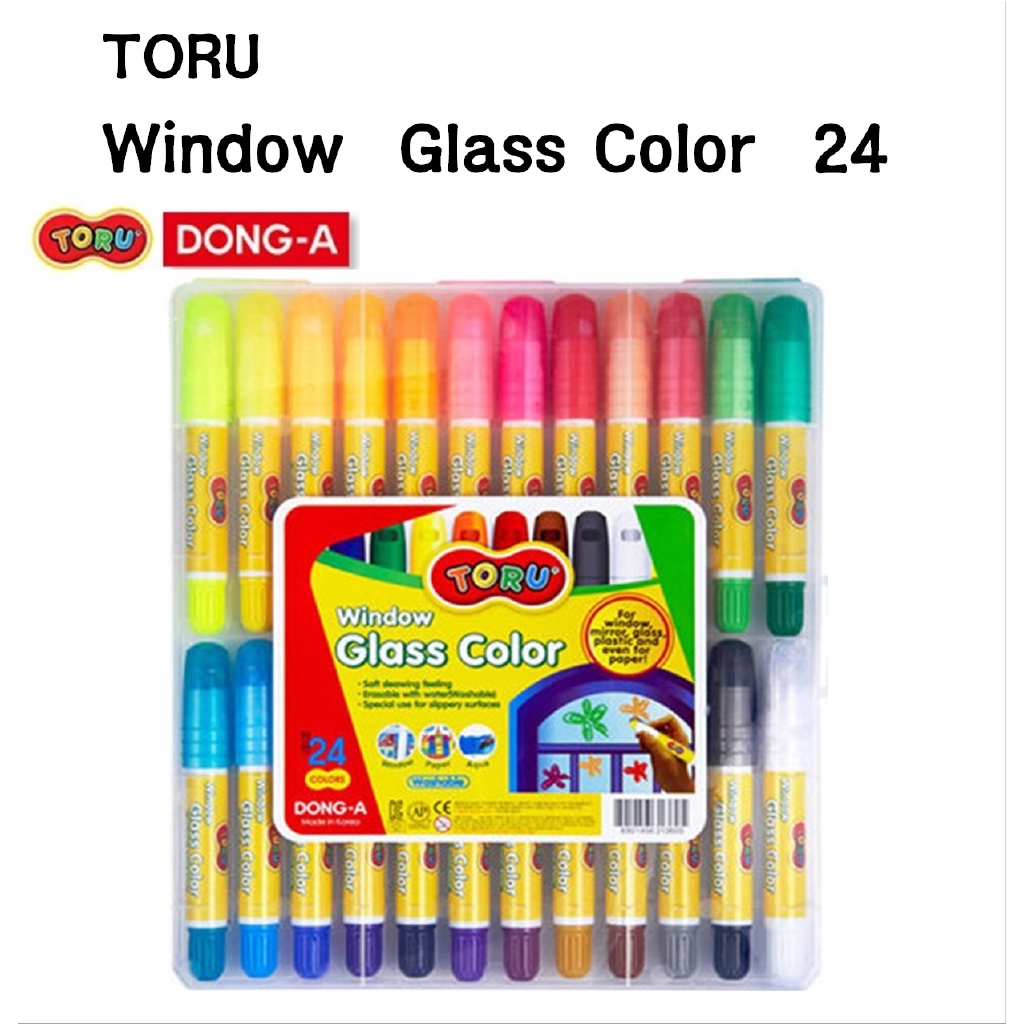 Toru Window Glass Color Crayon Marker Washable Paper Aqua Non-toxic 12 Colors 