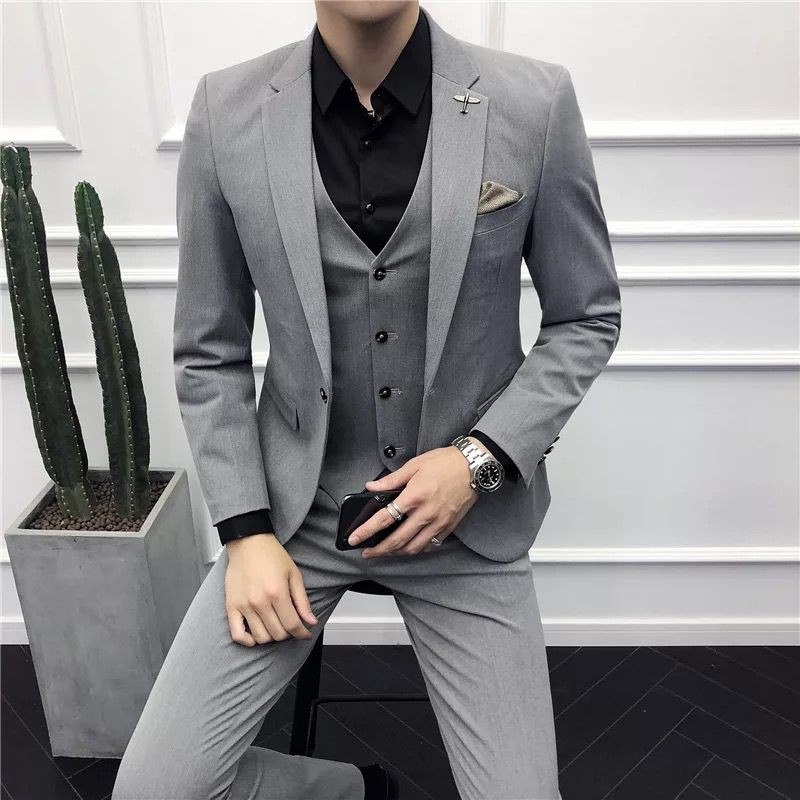 SG stock Men's Casual Blazer Slim fit Male's solid color blazer white ...