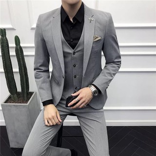 Image of SG stock Men's Casual Blazer Slim fit Male's solid color blazer white plain black blue blazer