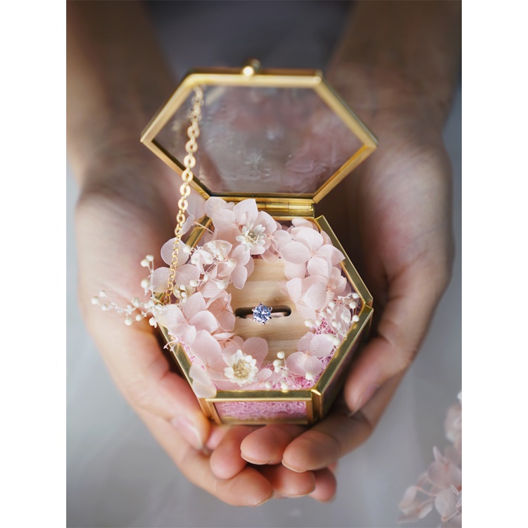 Image of [Singapore Seller] Ring Box for Engagement Ring, Diamond Ring - Glass Tray Flower Ring Box #1