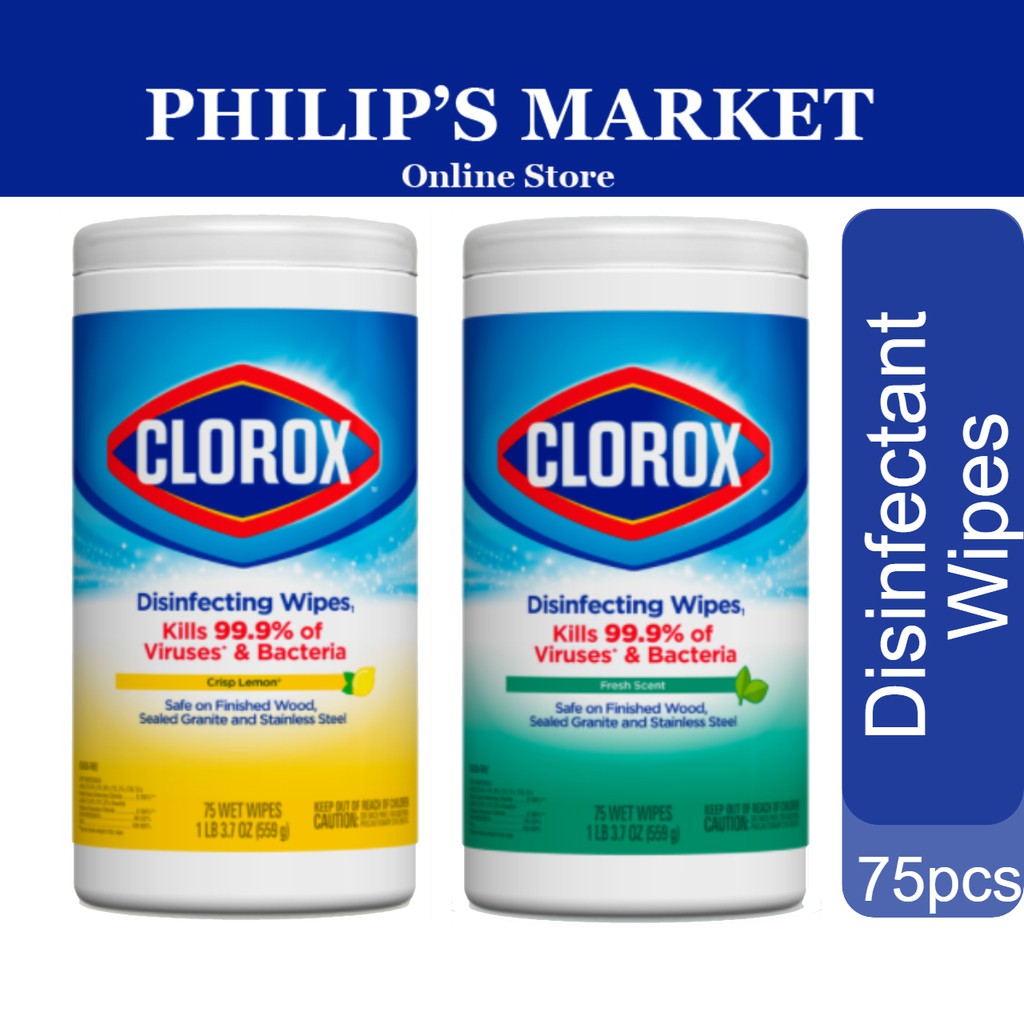 Clorox Disinfectant Wet Wipes (Fresh Scent/Crisp Lemon) 75pcs