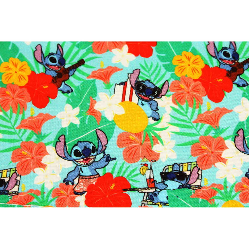 Disney Lilo and Stitch Cotton 100 Licensed Fabric printed in Korea by