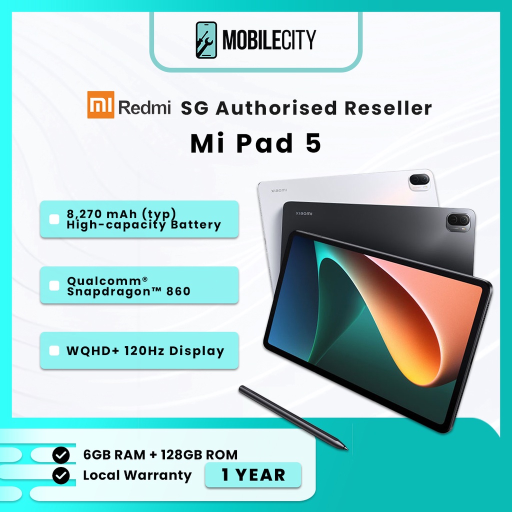 [Xiaomi] Mi Pad 5 Wifi Only (Smart Pen Not Included) 6Gb Ram + 128Gb/256Gb Rom 1 Year Local