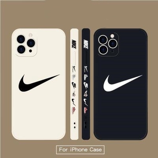 Casing for  IPhone 14 pro max 13 Pro Max 11 12 Pro Max 12 Mini X Xs Max XR 8 7 SE 2020 Fashion Side Printing Square Phone Case Tid Brand n ike Pattern Matte Soft Liquid Silicone Cover