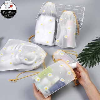 Drawstring Pouch Transparent Frosted Plastic PE Storage Bags Waterproof Travel Makeup Pouch Clothing Birthday Gift Bag