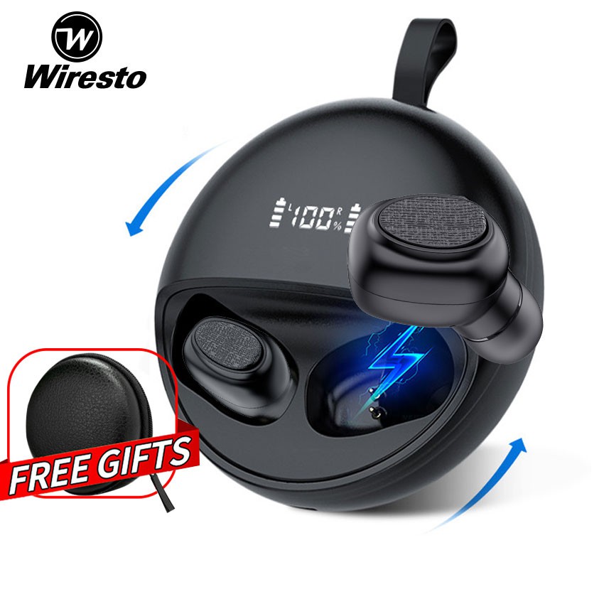 wiresto true wireless earbuds mini bluetooth 5.0