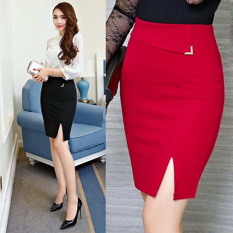 Women Pencil Skirts High Waist Bodycon Mini Skirts OL Office Elastic Work  Skirt | Shopee Singapore