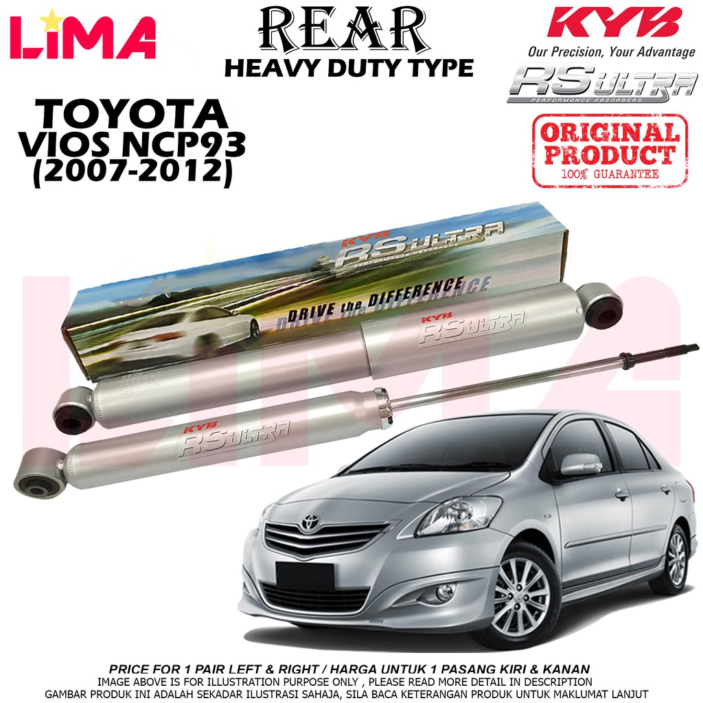 Toyota Vios Ncp93 Rear Shock Absorber Rs Ultra 1set Heavy Duty Kayaba Kyb Original 2007 2012 Shopee Singapore